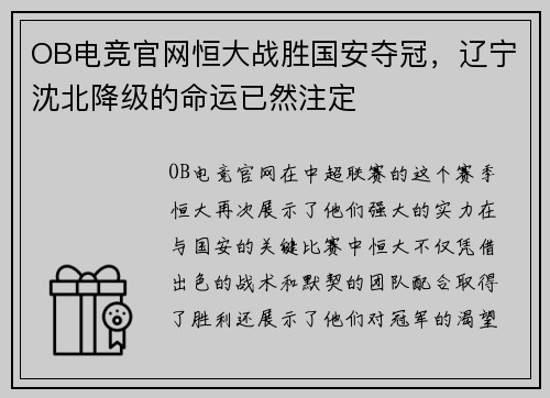 OB电竞官网恒大战胜国安夺冠，辽宁沈北降级的命运已然注定